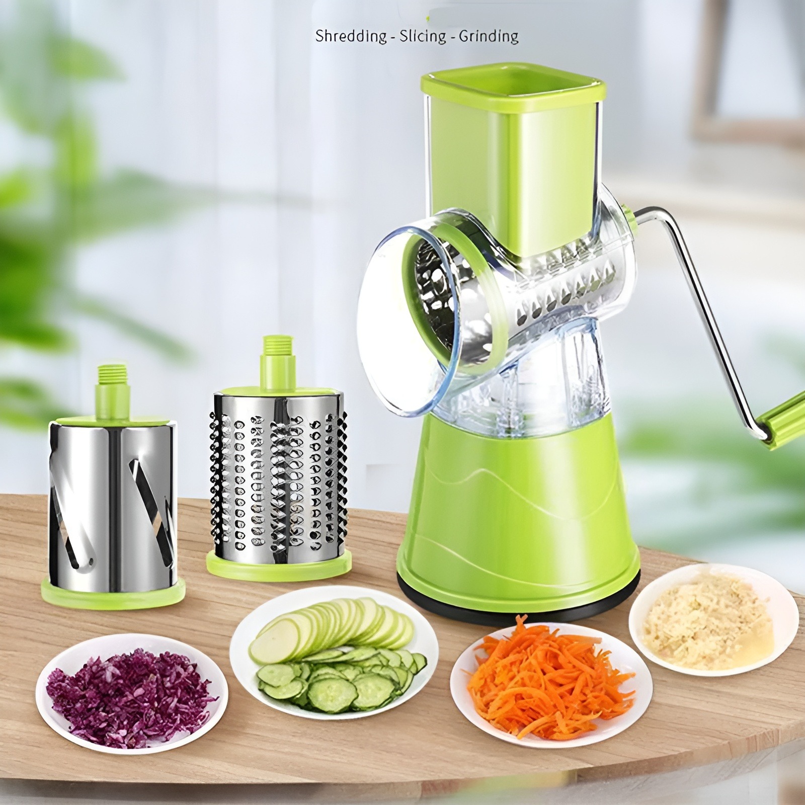 3 in 1 Manual Vegetable Cutter Slicer Round Tabletop Drum Cheese Grater ...